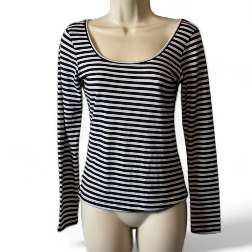 Happening In The Present Black & White Striped Top, Women's Size S
